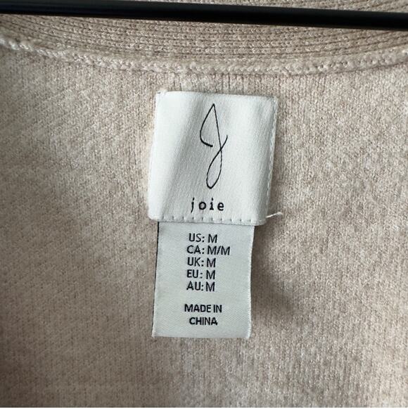 Joie Beige Plaid Cardigan long sleeve cable knit accent button down front - Picture 10 of 12